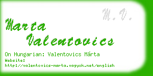 marta valentovics business card