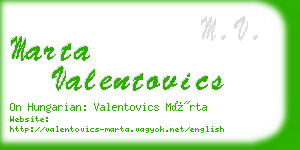 marta valentovics business card